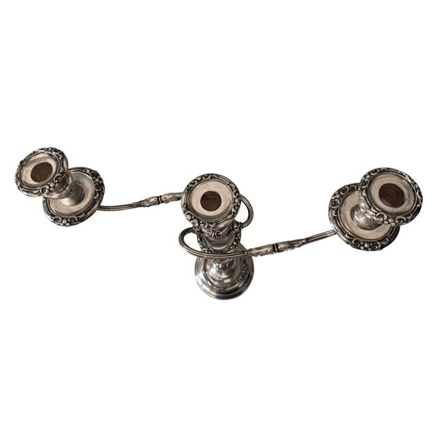 Pair of Silver Candelabras With Floral Detailing, France, Mid-20th Century. For Sale - Image 10 of 11