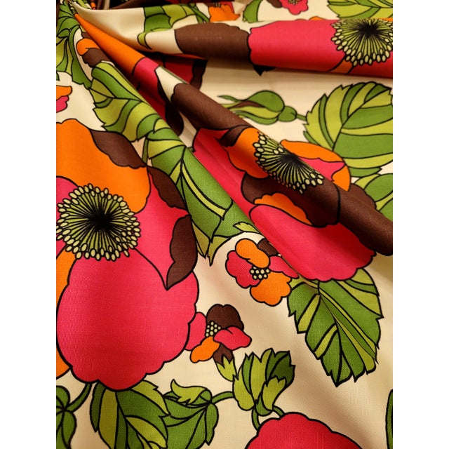 Vintage Kingsway Fabrics "Piccolo" Mod Floral Cotton Fabric 4.5 Yards