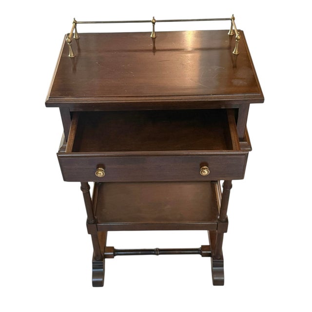 Mid 20th Century Ethan Allen Georgian Court Solid Cherry Telephone Table For Sale - Image 9 of 12