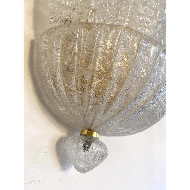 Glass Venetian Transparent Graniglia Leaf Murano Glass Wall Sconces by Simoeng, Set of 2 For Sale - Image 7 of 12