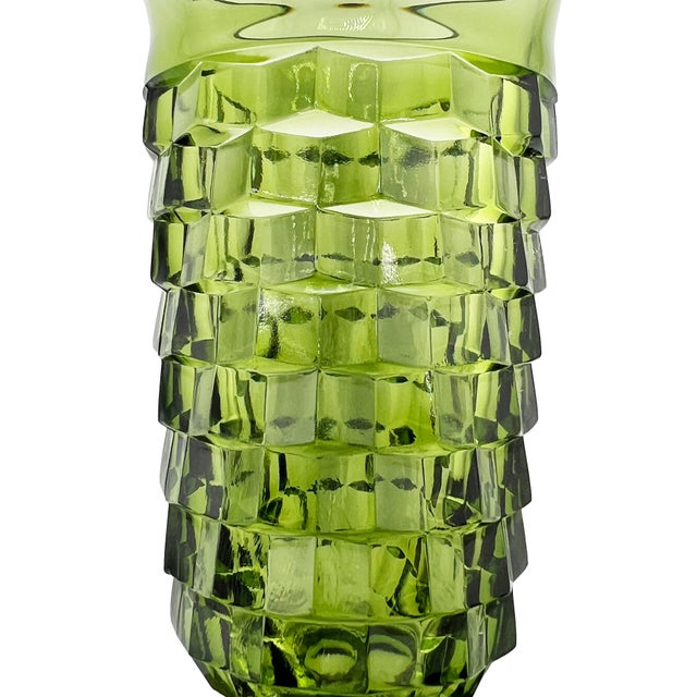 Indiana Glass Company Vintage Green Glass Tumblers – Set of Five Textured Mid-Century Barware For Sale - Image 4 of 7