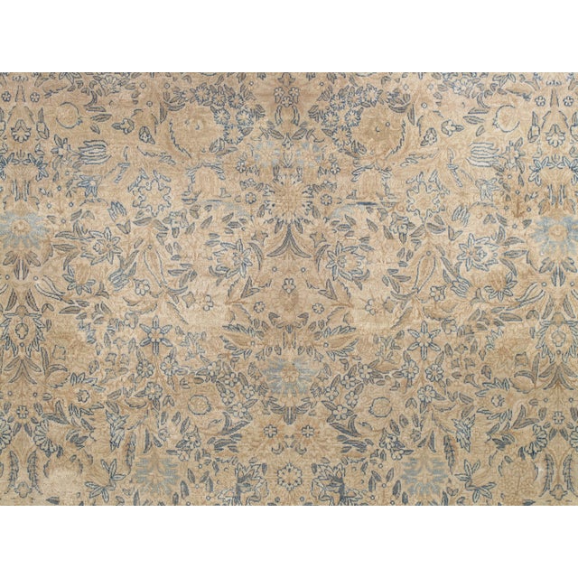 Antique Persian Lavar Kerman Oriental Carpet, Handmade Persian Rug, Ivory, Blue For Sale - Image 12 of 12