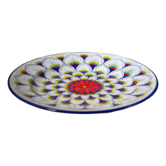 Intreccio Round Serving Platter | Hand-Painted Italian Serving Platter From Deruta For Sale