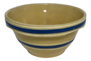 Antique Mocha Yellow Ware Pottery Kitching Mixing Bowl