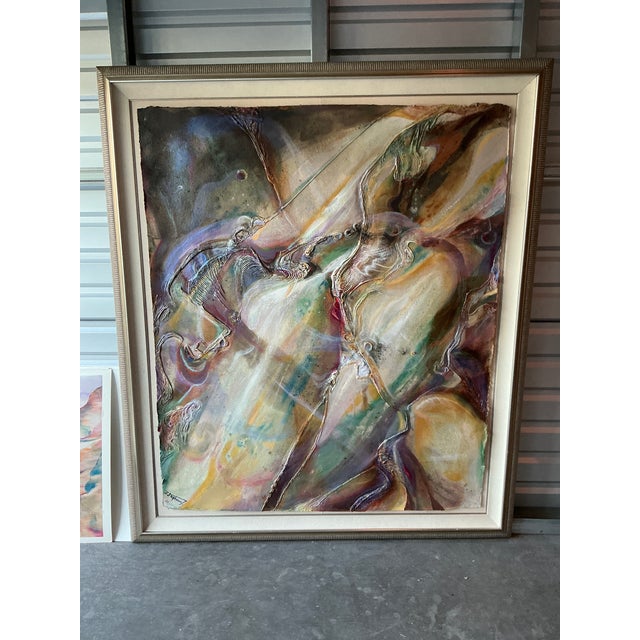 An extraordinary large-scale original abstract painting by artist David Stephens, featuring a richly textured, sculptural...