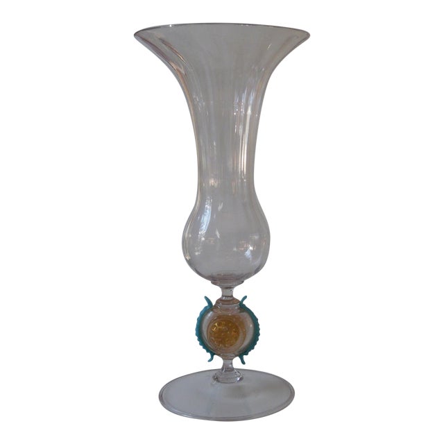 Benvenuto Barovier Venetian Glass Flute Vase For Sale