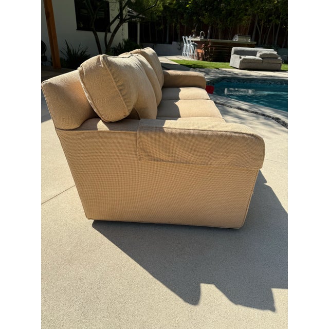 Contemporary Ethan Allen Bennett Track-Arm Three-Seat Sofa and Ottoman For Sale - Image 3 of 11