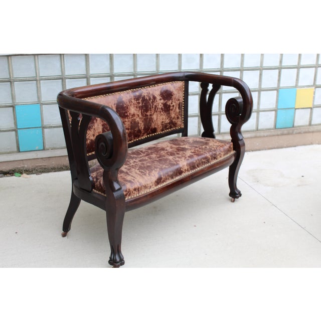 Empire Mahogany Rolled Arm Settee With Claw Feet For Sale - Image 12 of 12