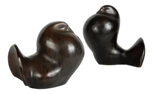 Modernist Art Bronze Dove Sculptures - A Pair