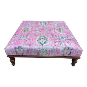 Pink Rug Upholstered Sqaure Coffee Table