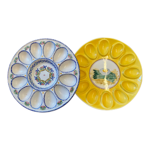 Mediterranean Style Deviled Egg Plates, Pair