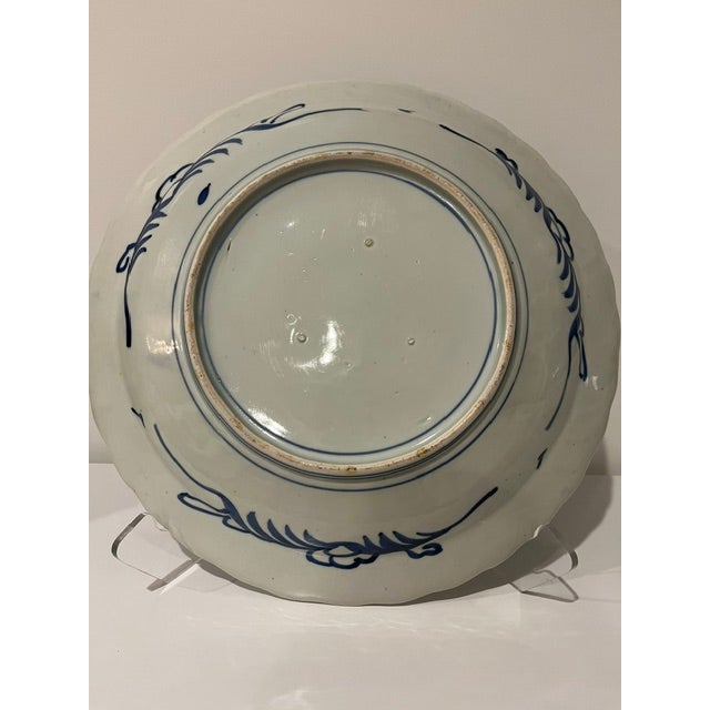 Antique Blue and White 17" Wide Fuyode Plate - Circa 1830 For Sale - Image 13 of 17
