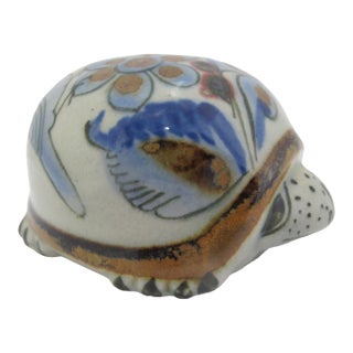 El Palomar Ken Edwards Blue Bird Tonala Mexico Folk Art Pottery Turtle Figurine For Sale