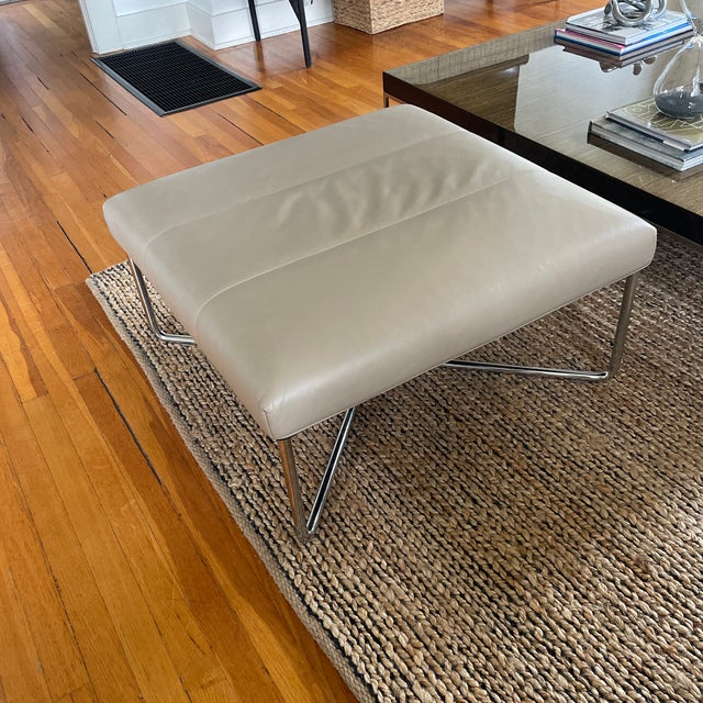 Minotti 2 Minotti Leather Ottomans For Sale - Image 4 of 4