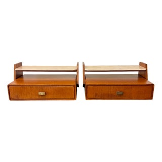 Vintage Wall-Mounted Nightstands, 1950s, Set of 2 For Sale