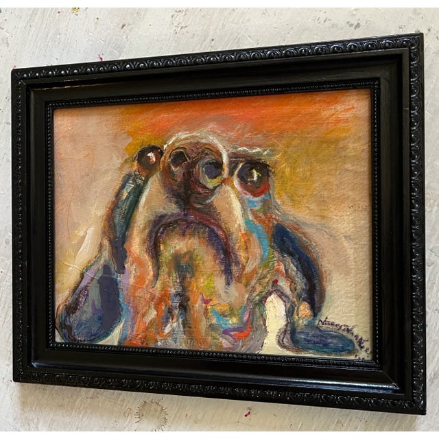 Wood "Puppy Dog", Expressionist, Original, Pastel Oil Paintings, by Van Ness For Sale - Image 7 of 9