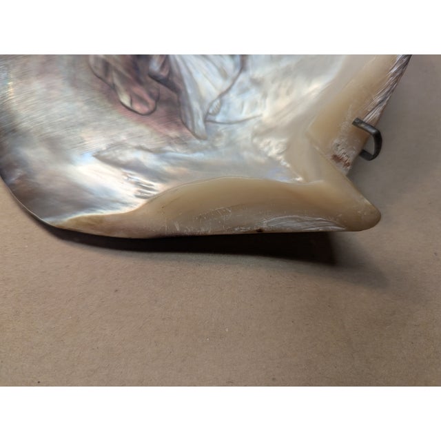 Art Deco 1950s Carved Abalone Shell Wall Hanging For Sale - Image 3 of 8