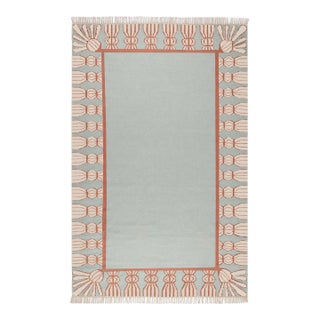 Part & Parcel Goods Wool Tassel Rug, 5' x 8', Sky Blue, Topaz and Eggshell For Sale