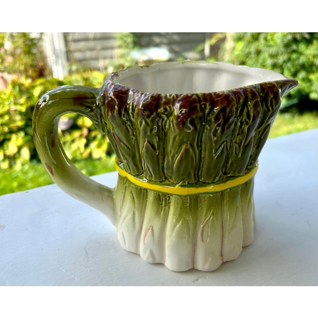 Ceramic Vintage Majolica Asparagus Pitcher For Sale - Image 7 of 11