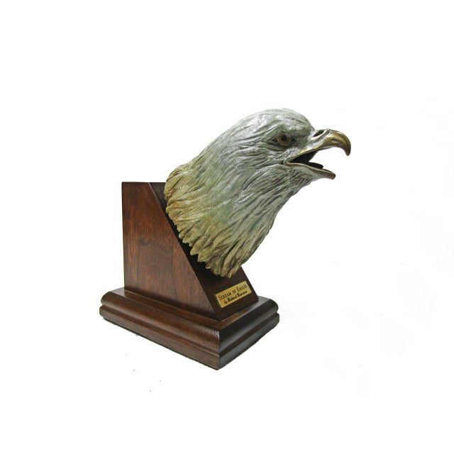 1980s Richard Lawrence 'Scream of Eagle' Bronze Eagle Head Sculpture For Sale - Image 5 of 12
