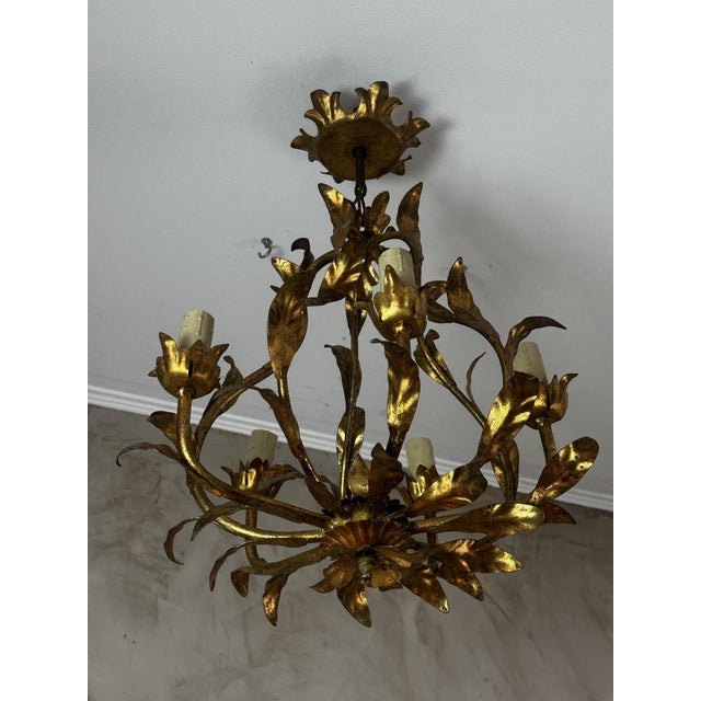 1950s Vintage Italian Brass Chandelier, 1950s For Sale - Image 5 of 10