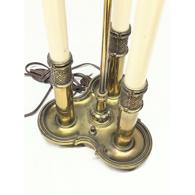 Mid 20th Century Stiffel Brass 3-Light Bouillotte Table Lamp With Black Tôle Shade For Sale - Image 9 of 12
