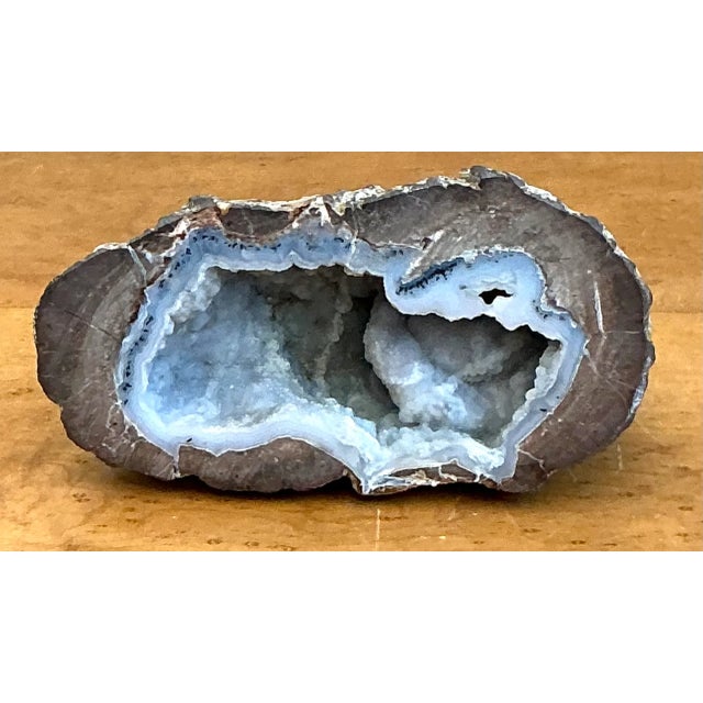 Mid-Century Modern Vintage Natural Blue Quartz Geode For Sale - Image 3 of 12