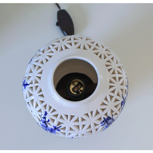 Blanc De Chine Pierced Porcelain Lamp For Sale - Image 4 of 8