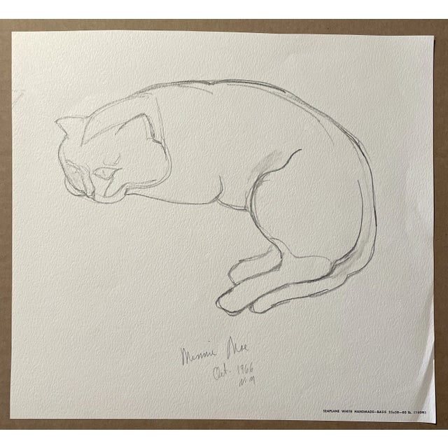 1966 Neil Meitzler Drawing of Minnie Mae the Cat For Sale - Image 4 of 4