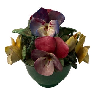 Vintage Crown Staffordshire Fine Bone China Potted Flower Bouquet Hand-Painted English Porcelain Posy For Sale