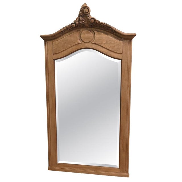 Wood French Bleached and Carved Oak Wall Mirror, 1880 For Sale - Image 7 of 7