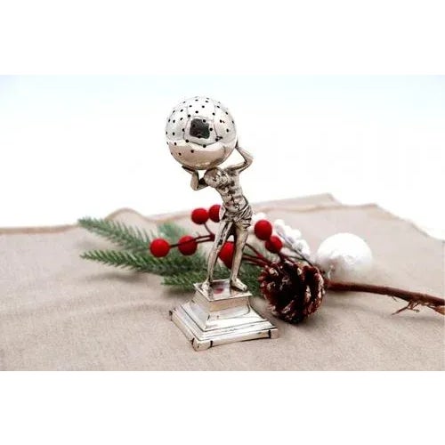 Metal Silver Toothpick Holder with Atlas Figure For Sale - Image 7 of 7