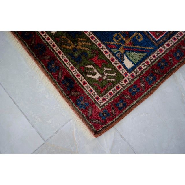 Red 1970s Hand Knotted Turkish Rug Door Mat, Entryway Rug, Bath Mat, Kitchen Decor, Small Rug - 22″ × 44″ For Sale - Image 8 of 14