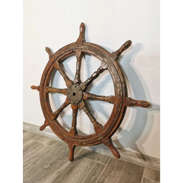 Vintage Brown Wooden Helm, in Good conditions. Designed 1960 to 1969