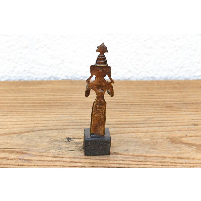 Folk Art Miniature Bronze Female Attendant For Sale - Image 3 of 7