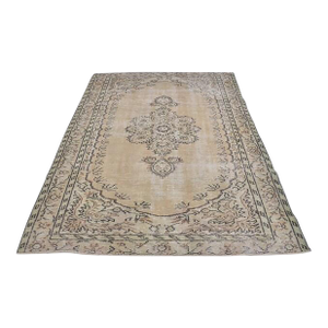 Vintage Handwoven Oushak With Floral Medallion