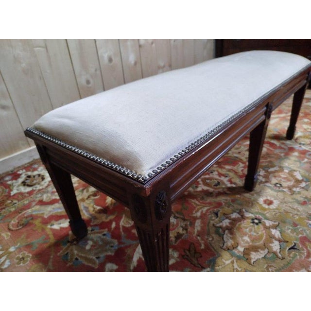 Wood Louis XVI Fabric Piano Bench For Sale - Image 7 of 10