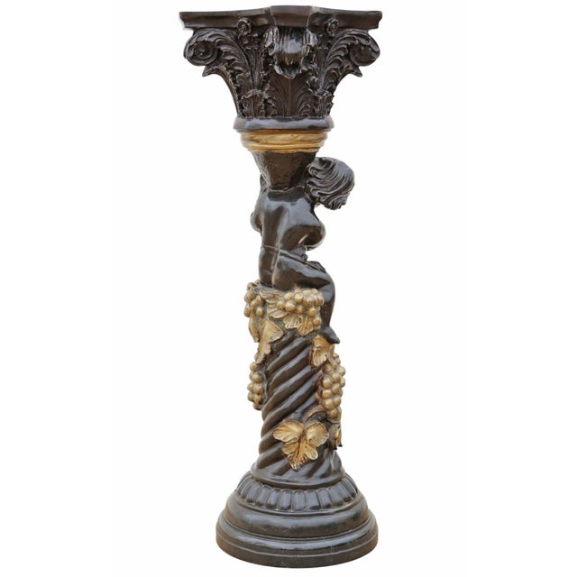 Metal Large Antique French Mixed Metal Bronze Pedestal from A Moreau Paris, 1890s For Sale - Image 7 of 11