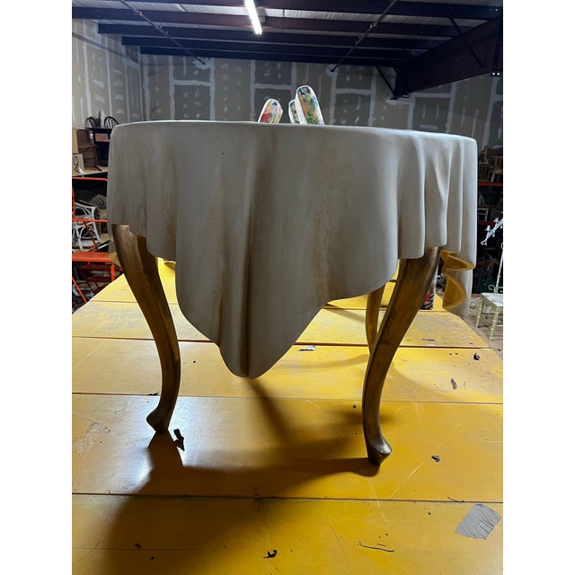 Hollywood Regency 1970s Draped Resin Petite Trompe-l'Oeil Table For Sale - Image 3 of 8