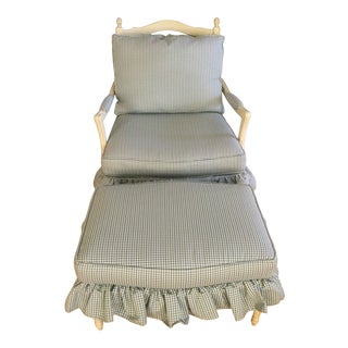 Ethan Allen French Country Chair with Matching Ottoman For Sale