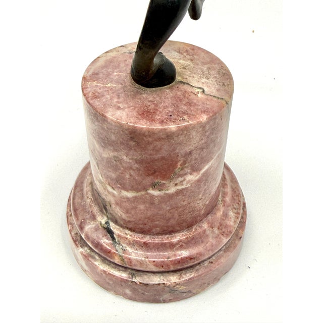 Early 20th Century Grand Tour Neoclassical Minauture Bronze Mounted on Beautiful Rouge Marble Base For Sale - Image 12 of 13