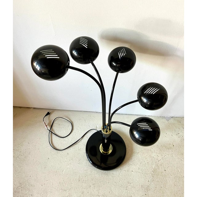 1980s Post-Modern Eyeball Black Metal Multi-Arm Adjustable Task Lamp For Sale In Chicago - Image 6 of 9