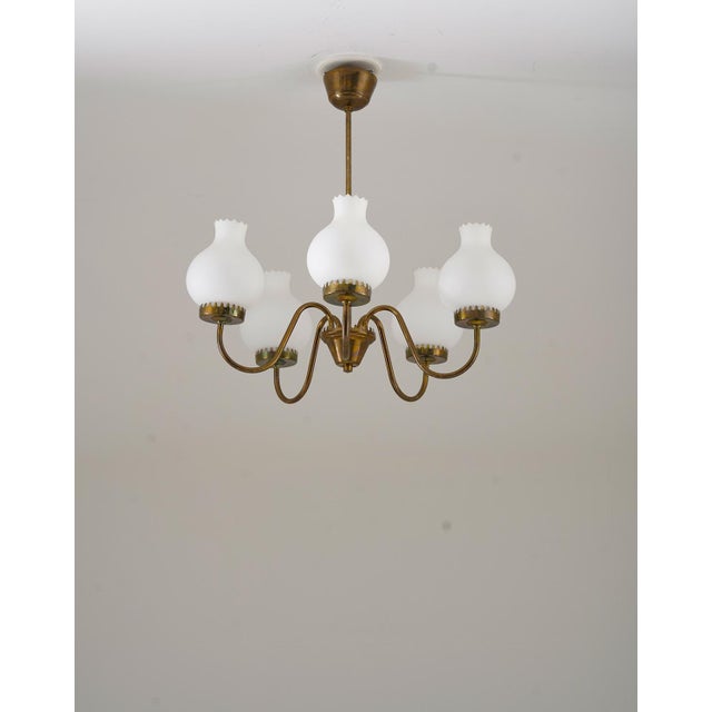 Modern Swedish Pendant in Brass and Glass, 1950s For Sale - Image 3 of 7
