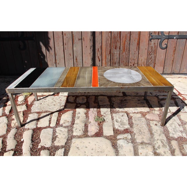 Ceramic Ceramic Sun Model Coffee Table by Roger Capron, 1960s For Sale - Image 7 of 10