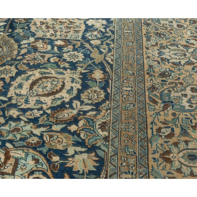 1900 - 1909 Vintage Persian Tabriz Botanic Handmade Wool Carpet For Sale - Image 5 of 7