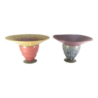 Studio Porcelain Drip Glazed Vases - a Pair of 2 For Sale