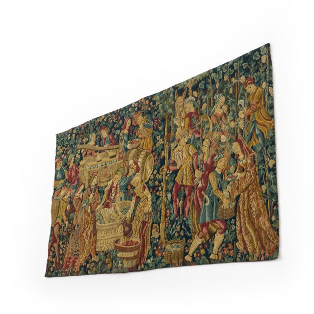 This French designed Aubusson-style tapestry was manufactured by Jean Laurent in 1979 using Jacquard looms and wool. It...