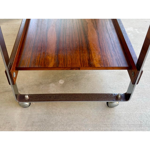 Wood Richard Young, Merrow Associate Rosewood and Chrome Bar Cart For Sale - Image 7 of 7