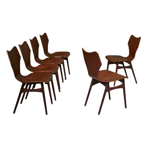 Dining Chairs in Teak and Plywood, Scandinavia, Set of 6 For Sale