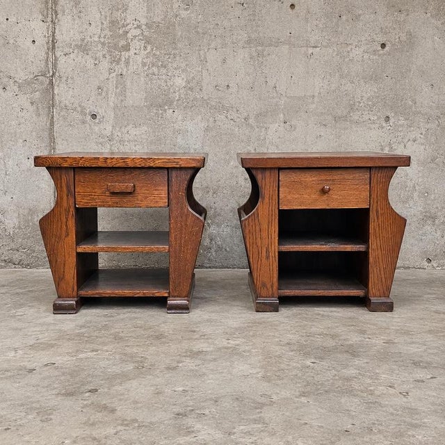 Vintage Brown Nightstands in Oak, Set of 2 For Sale - Image 6 of 15